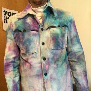 Vintage tie dye corduroy California western shirt